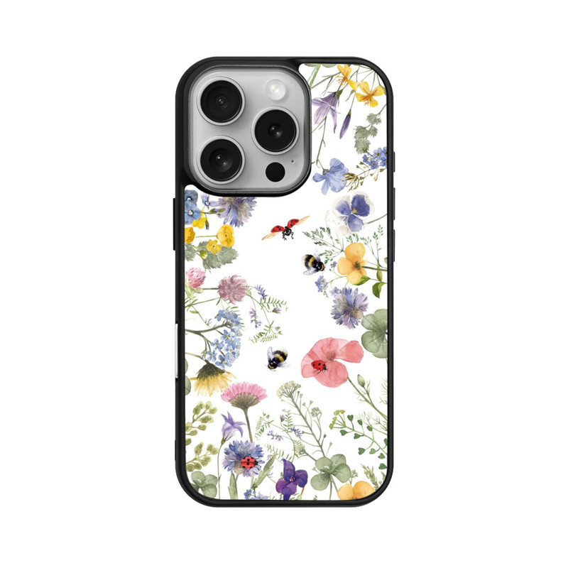 iPhone 16 Pro Base Case Bunte Frühlingsblumen und Bienen