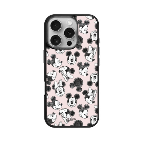 Apple iPhone 16 Pro Base Case Minnie &amp; Mickey Viele Gesichter Pink