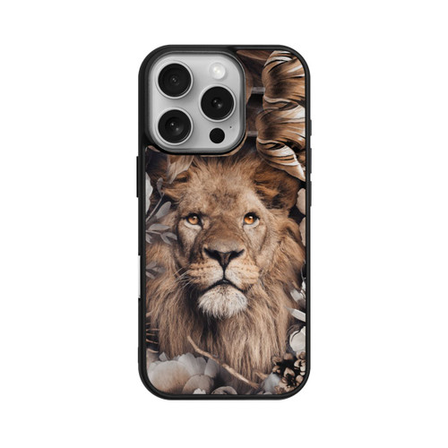 Apple iPhone 16 Pro Base Case Löwe Blumenrahmen Beige