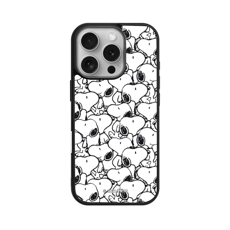 iPhone 16 Pro Base Case Snoopy Muster Schwarz und Weiß