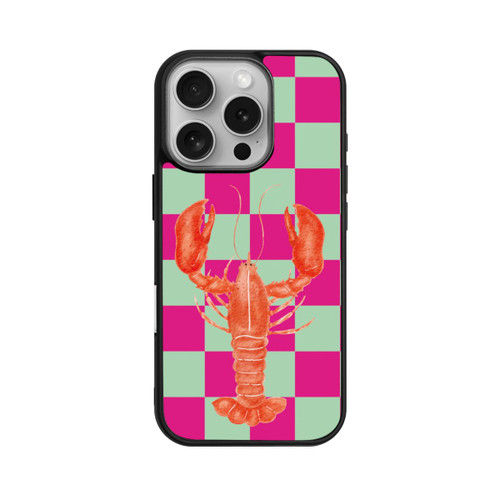 Apple iPhone 16 Pro Base Case Pink Checkers Lobster