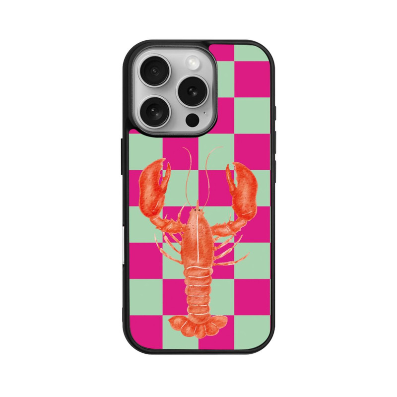 iPhone 16 Pro Base Case Pink Checkers Lobster