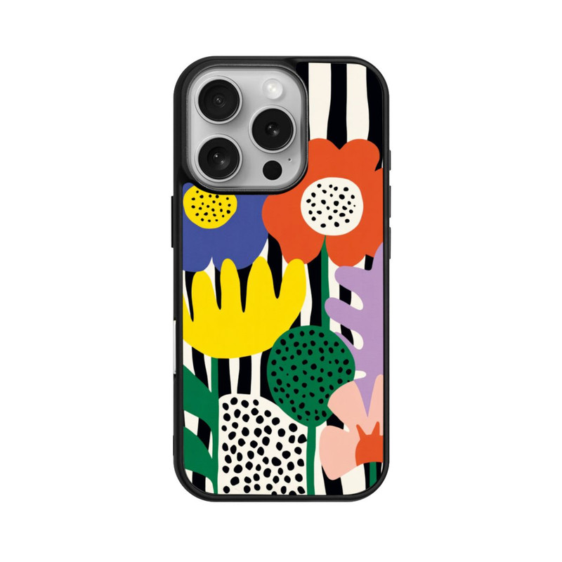 iPhone 16 Pro Base Case Flowers Striped Background