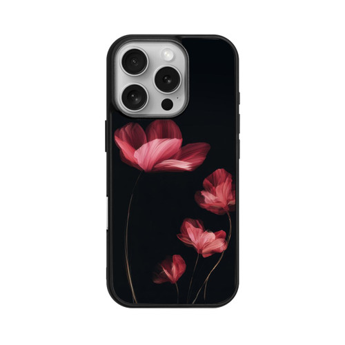 Apple iPhone 16 Pro Base Case Burgunder Blüten schwarz