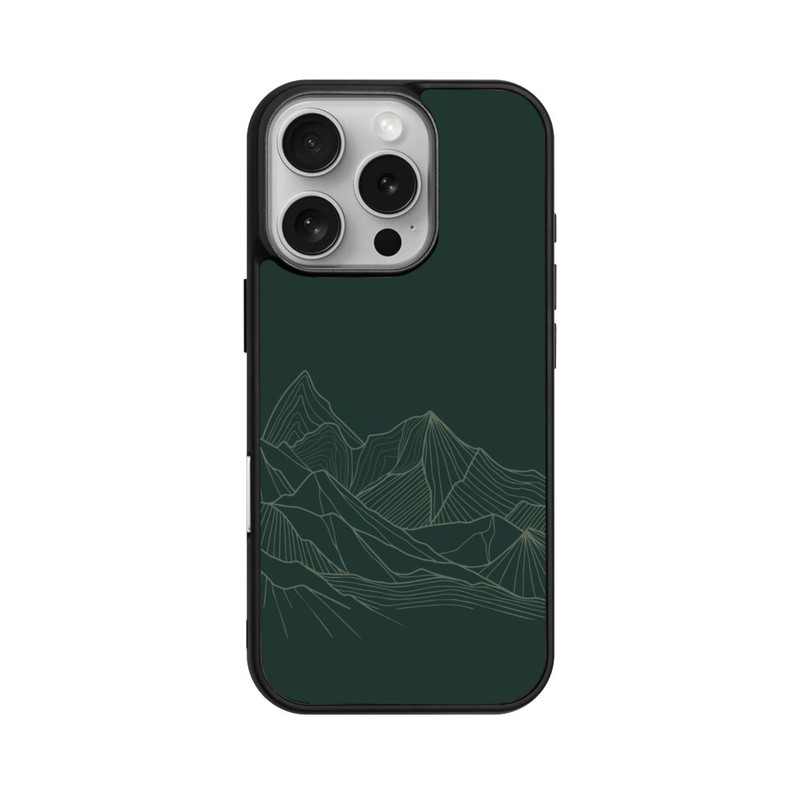 iPhone 16 Pro Base Case Berg Line Art Grün