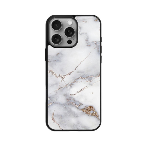 Apple iPhone 16 Pro Max Base Case Silberglitzer Marmorlook