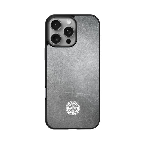 Apple iPhone 16 Pro Max Base Case Klassisches FCB Logo Klein - Weiß auf Metalllook
