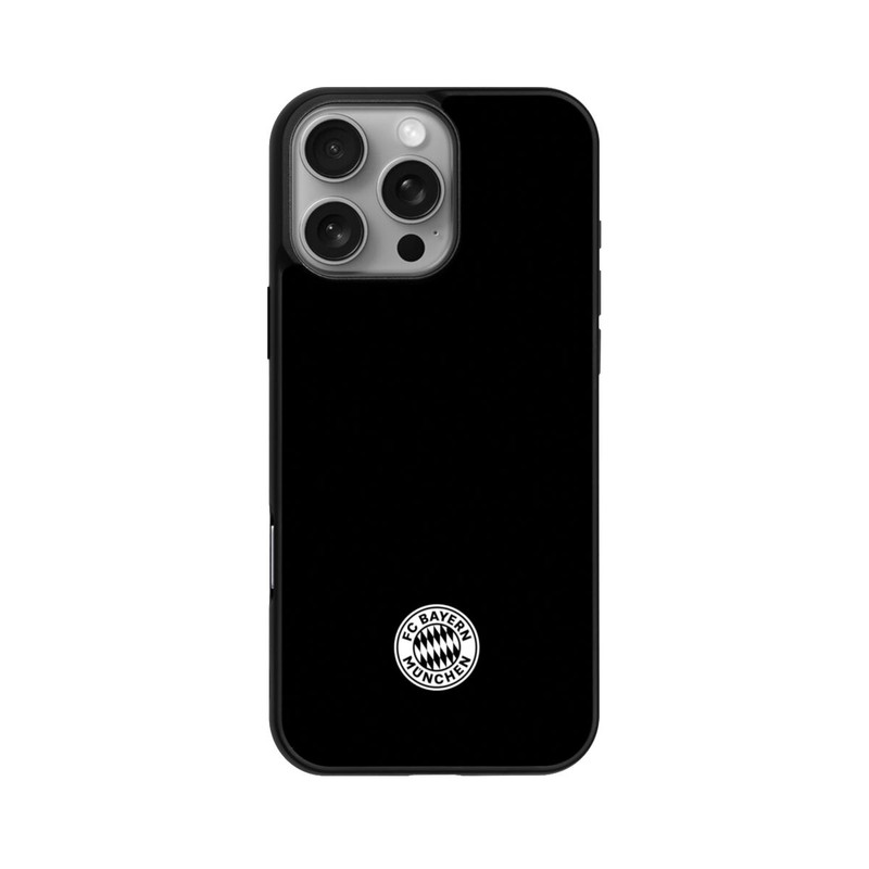 iPhone 16 Pro Max Base Case Klassisches FCB Logo Klein - Weiß auf Schwarz