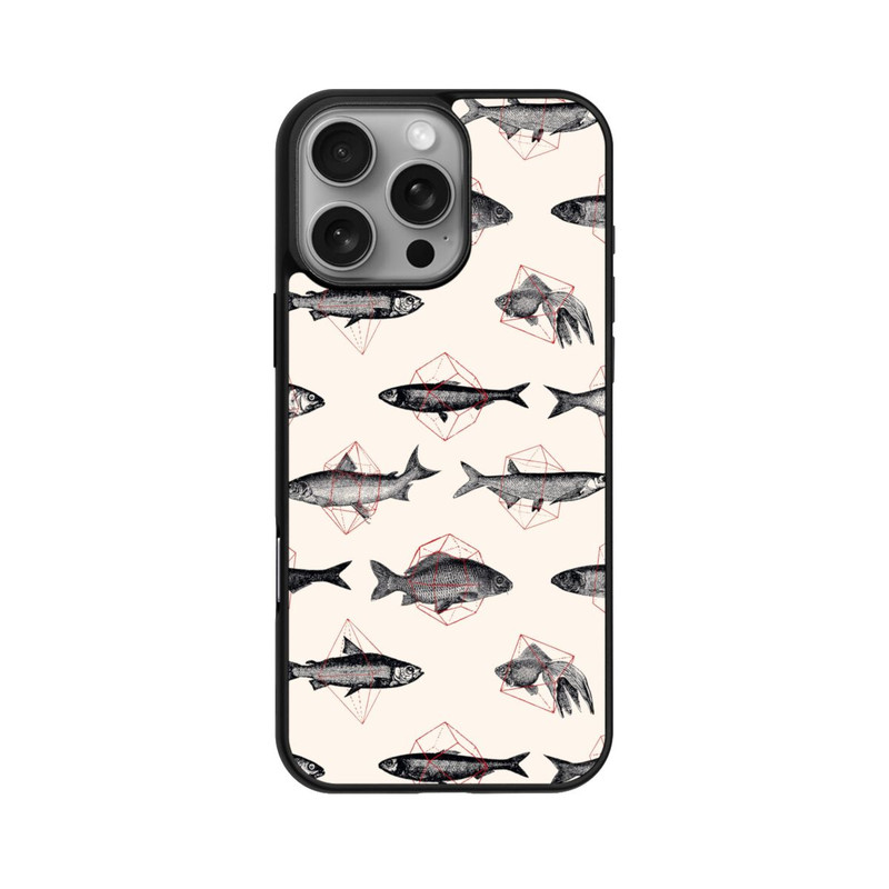 iPhone 16 Pro Max Base Case Fische in Geometrie