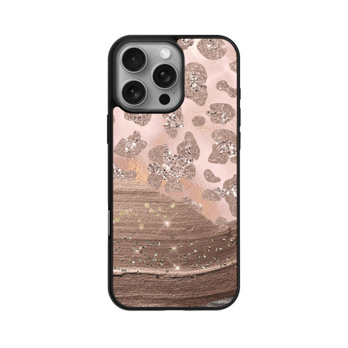 Apple iPhone 16 Pro Max Base Case Silberner Leoparden Glitzerlook