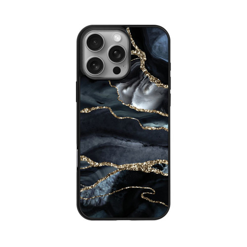 Apple iPhone 16 Pro Max Base Case Dunkler Marmor Gold Glitzerlook