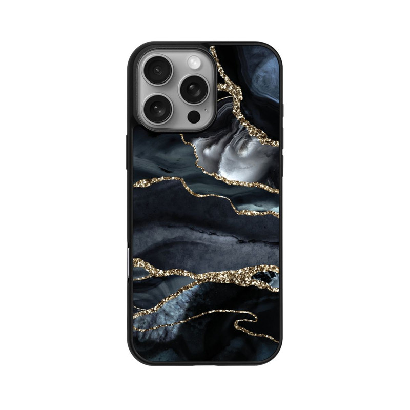iPhone 16 Pro Max Base Case Dunkler Marmor Gold Glitzerlook