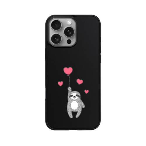 Apple iPhone 16 Pro Max Base Case Faultier mit Herzen transparent