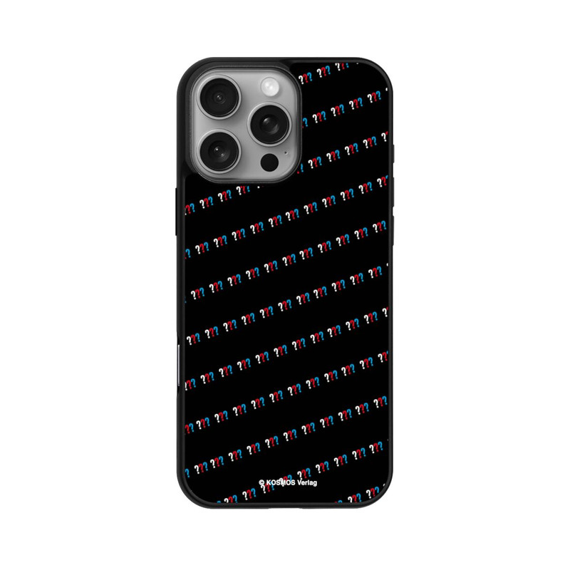 iPhone 16 Pro Max Base Case Drei Fragezeichen Muster Schräg