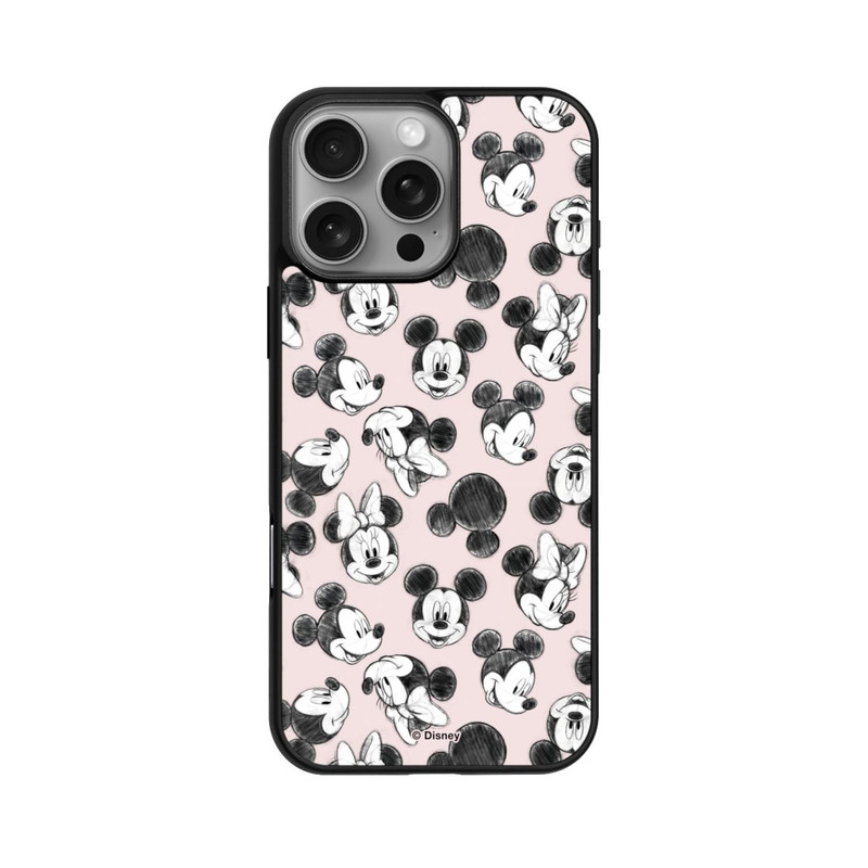 iPhone 16 Pro Max Base Case Minnie & Mickey Viele Gesichter Pink