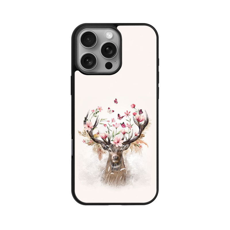 iPhone 16 Pro Max Base Case Hirsch Blumen Geweih