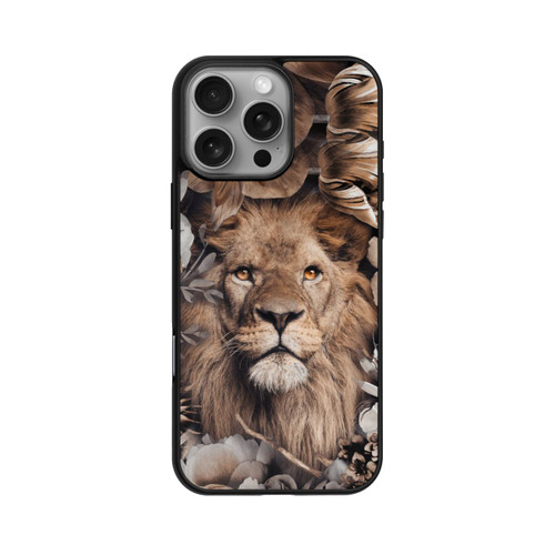 Apple iPhone 16 Pro Max Base Case Löwe Blumenrahmen Beige
