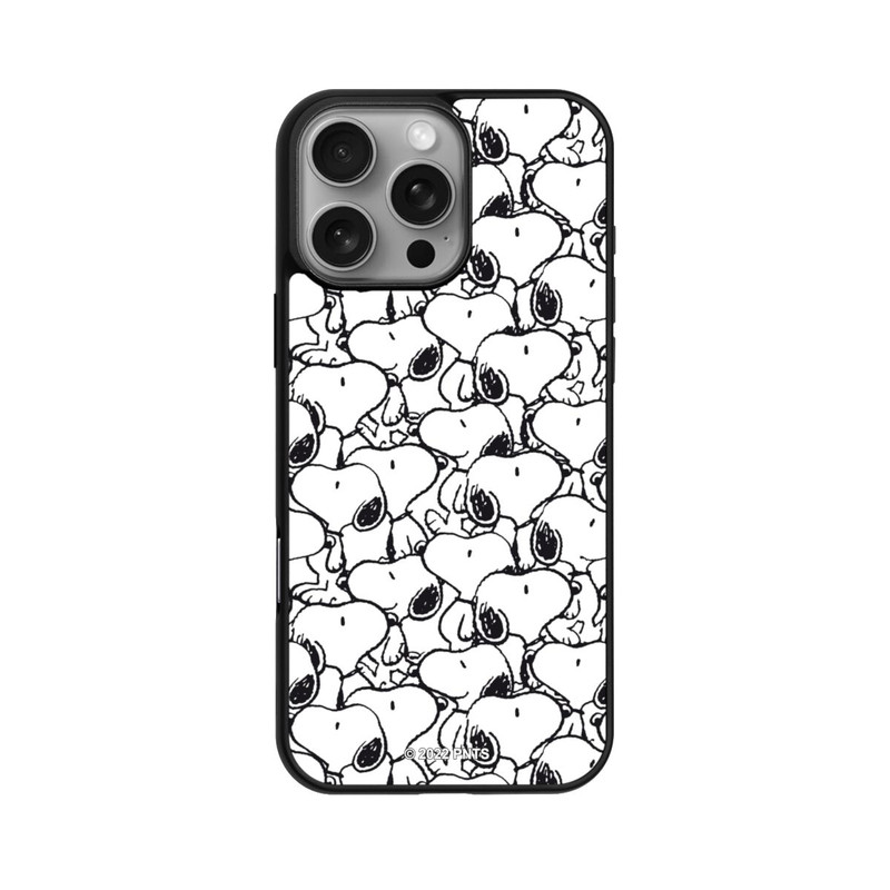 iPhone 16 Pro Max Base Case Snoopy Muster Schwarz und Weiß