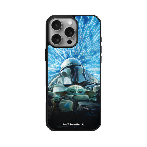 Apple iPhone 16 Pro Max Base Case Grogu und Mando fliegen blau