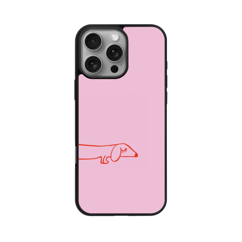 iPhone 16 Pro Max Base Case Dachshund Illustration Pink