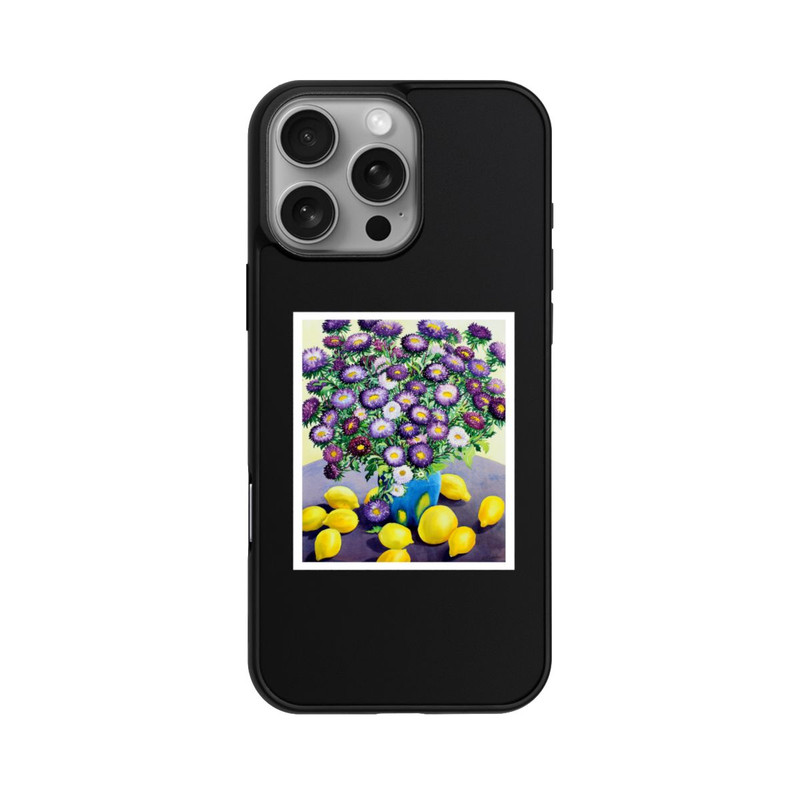 iPhone 16 Pro Max Base Case Purple Asters and Lemons by Christopher Ryland