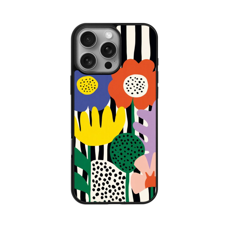 iPhone 16 Pro Max Base Case Flowers Striped Background