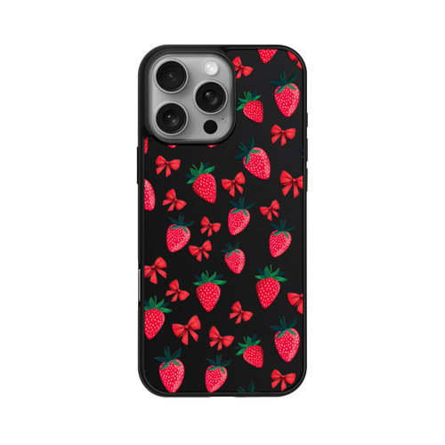 Apple iPhone 16 Pro Max Base Case Erdbeer Herz Muster Transparent