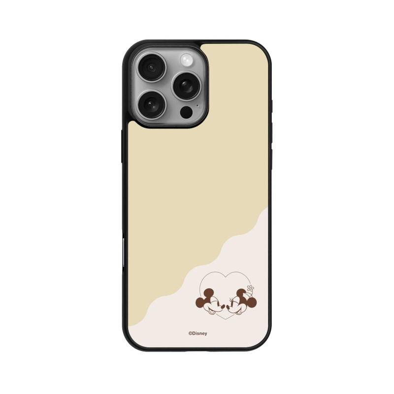 iPhone 16 Pro Max Base Case Mickey and Minnie Love Heart Beige