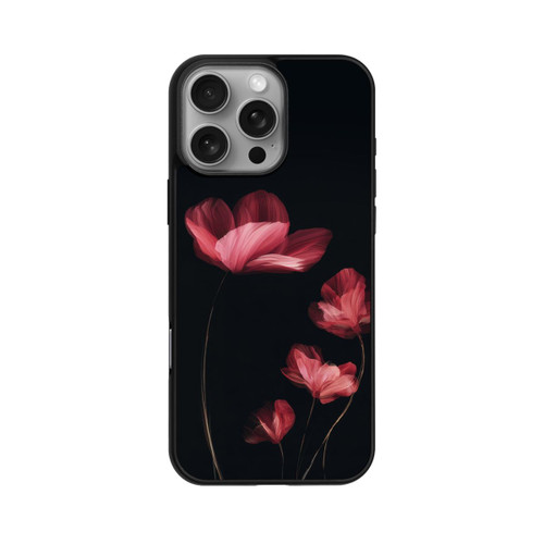 Apple iPhone 16 Pro Max Base Case Burgunder Blüten schwarz