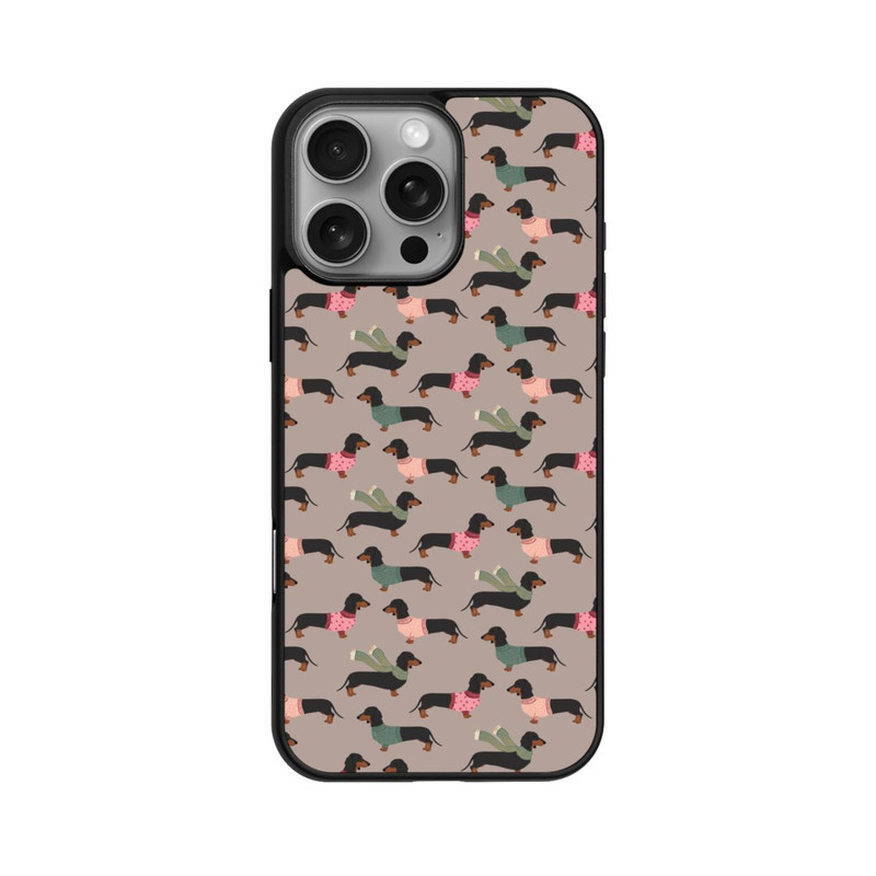iPhone 16 Pro Max Base Case Dackel Muster Winter