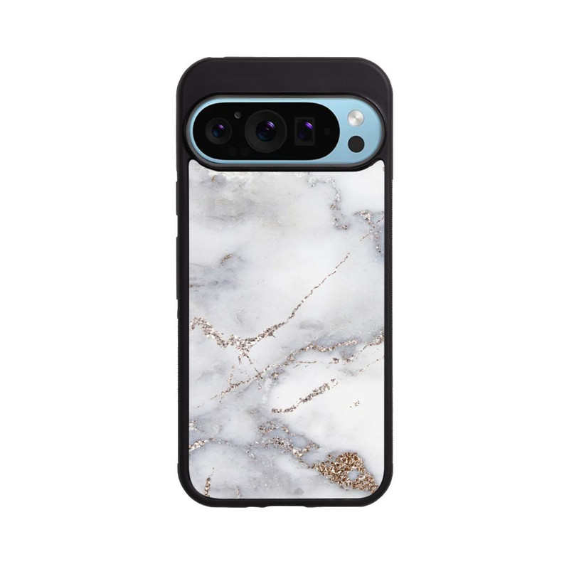 Pixel 9 Pro Base Case Silberglitzer Marmorlook