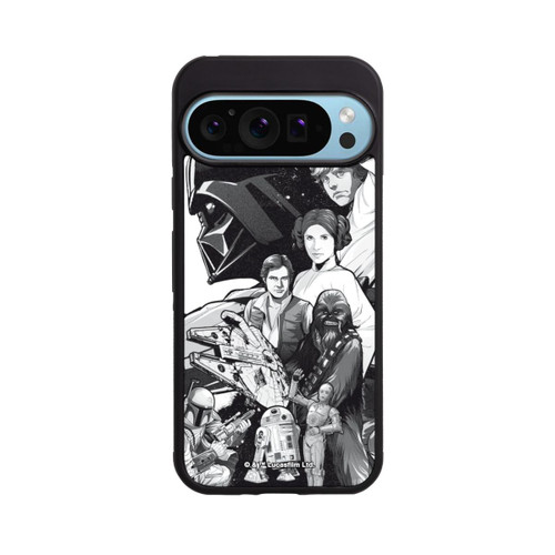 Google Pixel 9 Pro Base Case StarWars Charaktere - Schwarz-Weiß