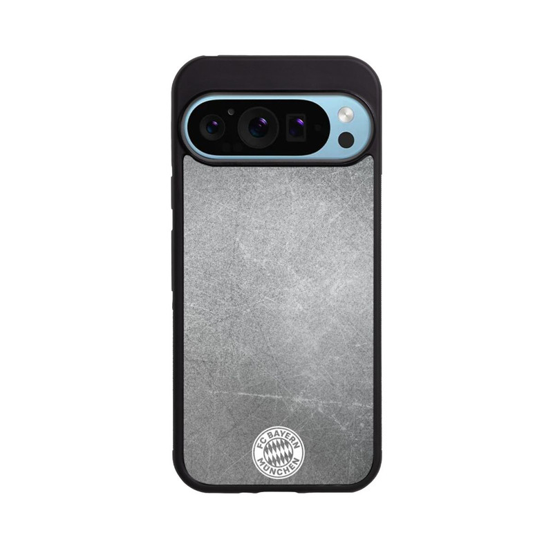 Pixel 9 Pro Base Case Klassisches FCB Logo Klein - Weiß auf Metalllook