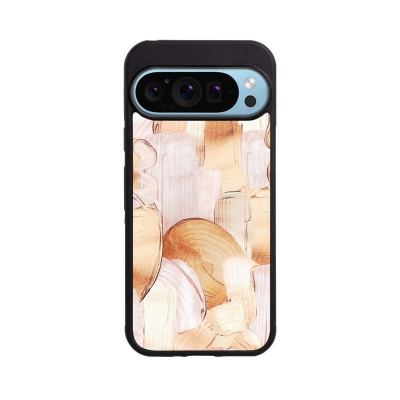 Pixel 9 Pro Base Case Weiß/Gold Pinsel Muster