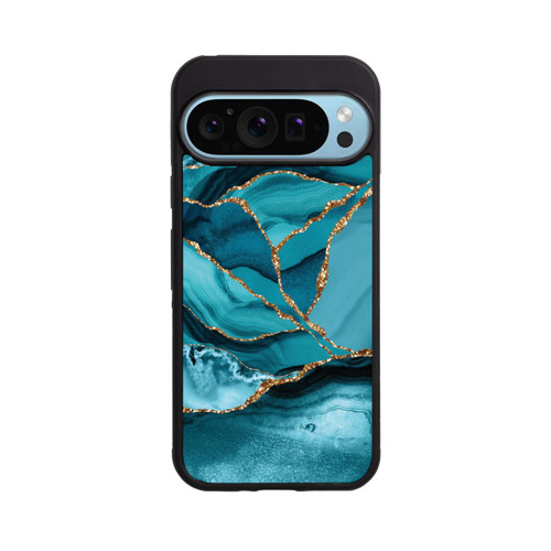 Google Pixel 9 Pro Base Case Eisblaue Marmor Landschaft