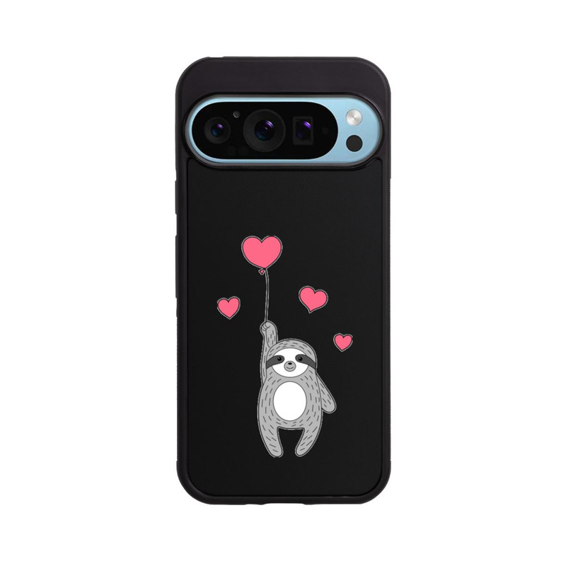 Pixel 9 Pro Base Case Faultier mit Herzen transparent