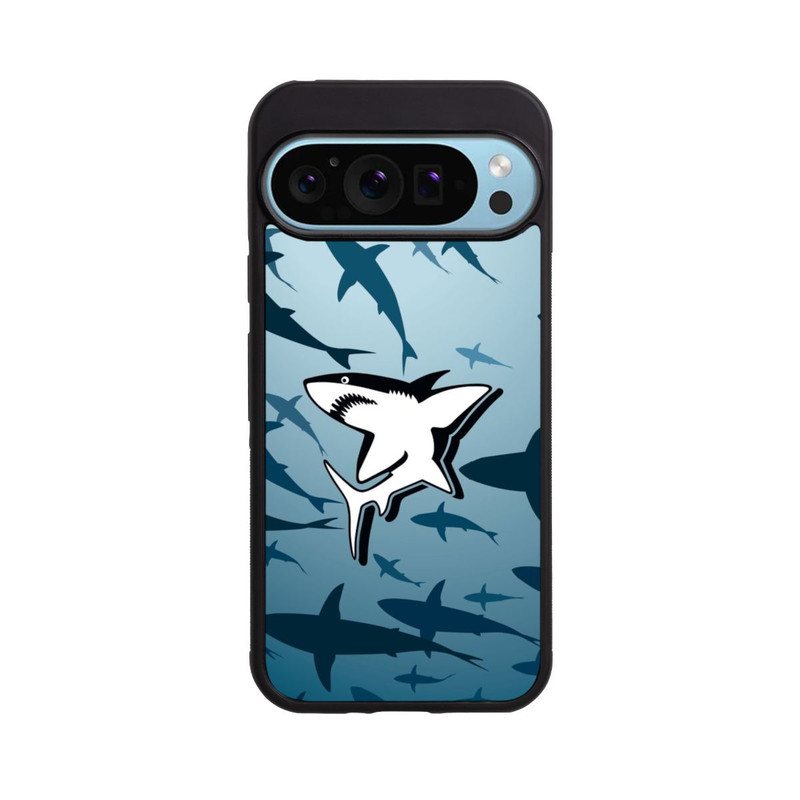Pixel 9 Pro Base Case Haie Muster Blau