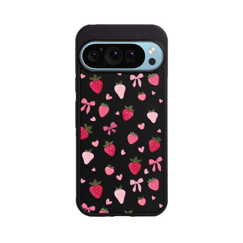 Google Pixel 9 Pro Base Case Erdbeer Herz Schleifen Pink Muster Transparent