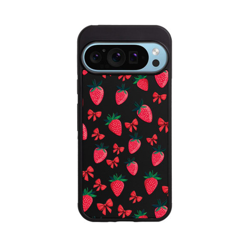 Google Pixel 9 Pro Base Case Erdbeer Herz Muster Transparent