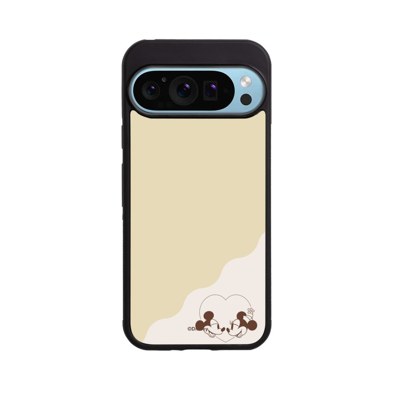 Pixel 9 Pro Base Case Mickey and Minnie Love Heart Beige