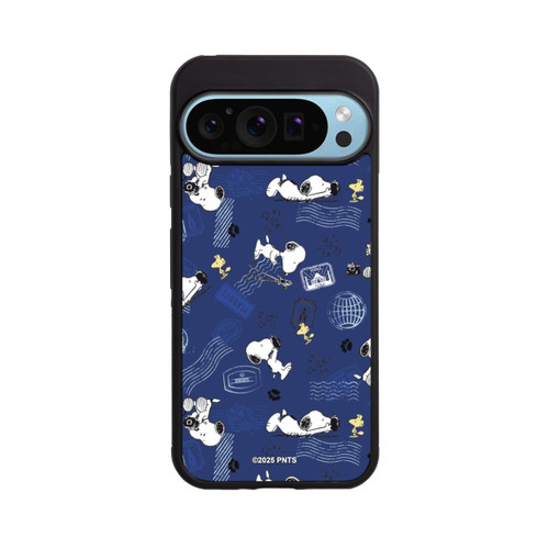 Google Pixel 9 Pro Base Case Peanuts Travel Stamps Pattern Blue