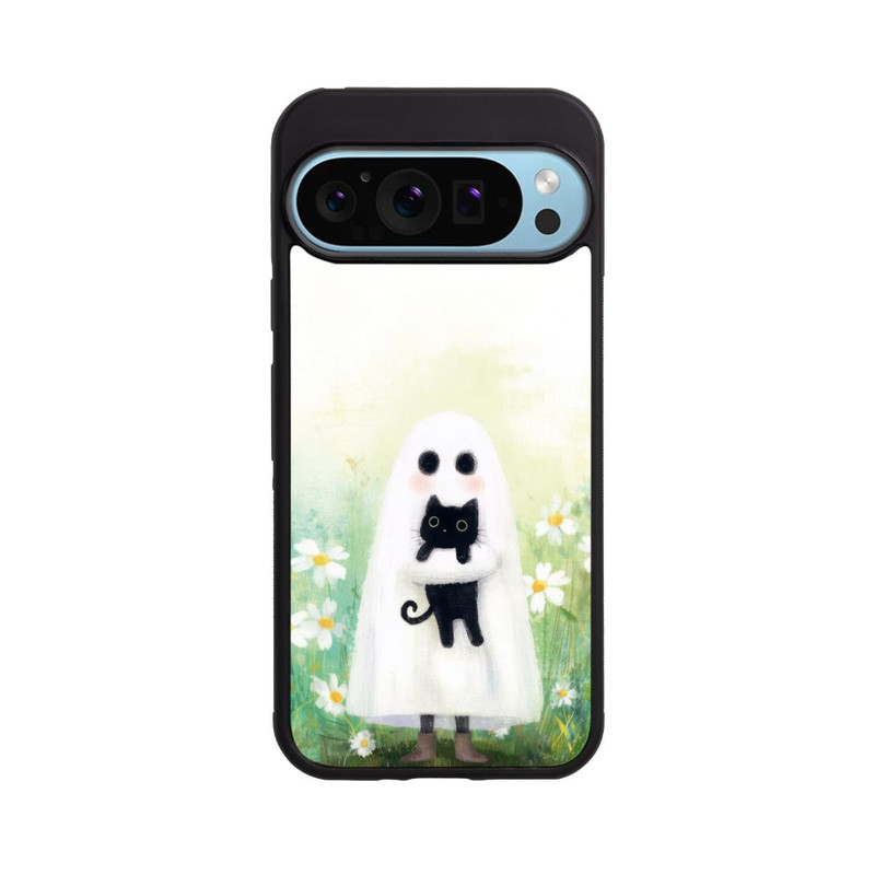 Pixel 9 Pro Base Case Geist und Katze Halloween mit KI