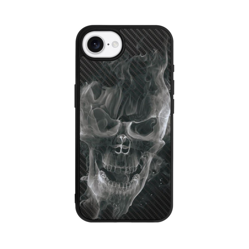 iPhone 16e Base Case rauchender Totenkopf Carbon