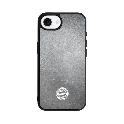 Apple iPhone 16e Base Case Klassisches FCB Logo Klein - Weiß auf Metalllook