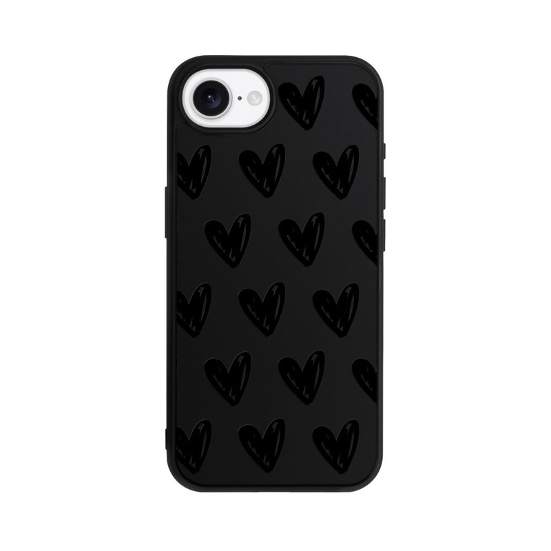 iPhone 16e Base Case Herzen Schwarz ohne Hintergrund
