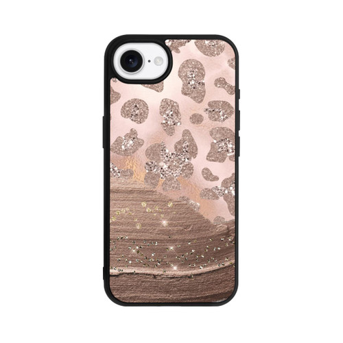 Apple iPhone 16e Base Case Silberner Leoparden Glitzerlook