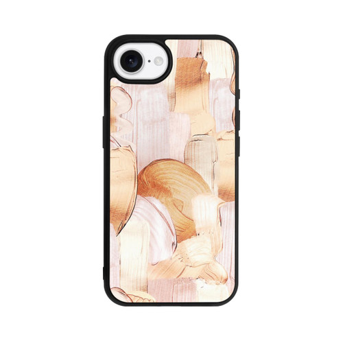 Apple iPhone 16e Base Case Weiß/Gold Pinsel Muster