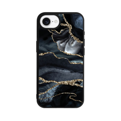 Apple iPhone 16e Base Case Dunkler Marmor Gold Glitzerlook