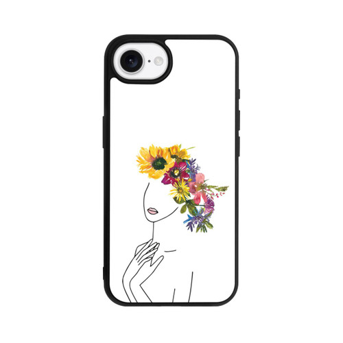 Apple iPhone 16e Base Case Line Art Frau mit Blumenkrone