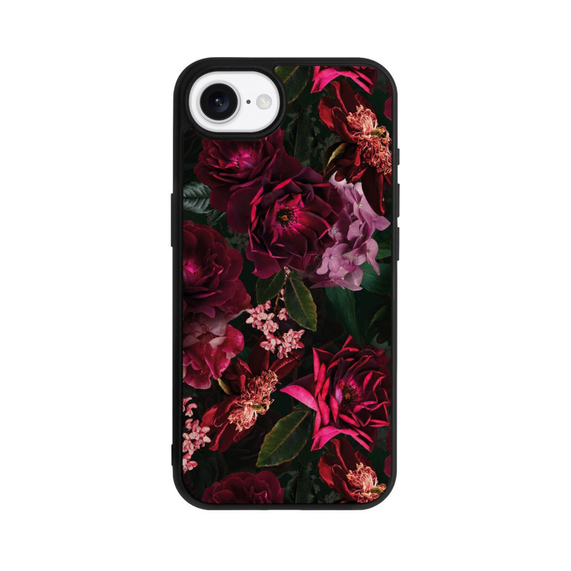 iPhone 16e Base Case Dunkle romantische Vintage Rosen und Pfingstrosen